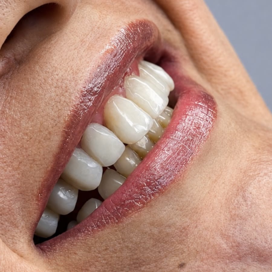 Sorriso após tratamento com facetas em resina